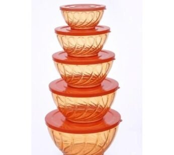 5-Piece Round Melamine Food Dishes with Lids (2905PET) – Reusable Serving & Storage Set for Everyday Kitchen Use