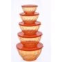 5-Piece Round Melamine Food Dishes with Lids (2905PET) – Reusable Serving & Storage Set for Everyday Kitchen Use