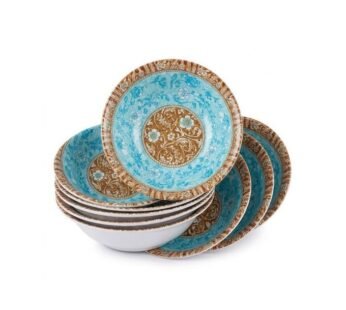 6 Pcs White Stripped Dinner Plates