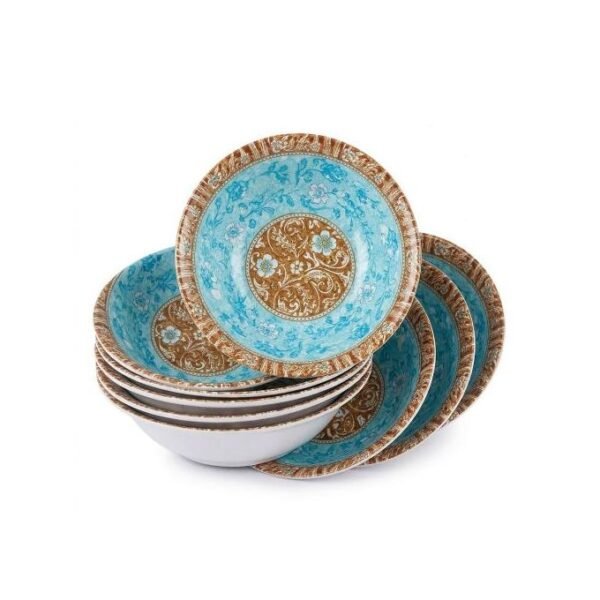 6 Pcs White Stripped Dinner Plates