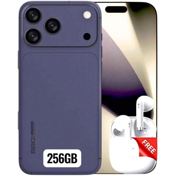 Mbo 17 Pro Max 4G - 6.9" 256GB ROM 12GB RAM 48MP 5500mAh (Bluetooth EARBUDS, Glass Protector, Cover) - Blue